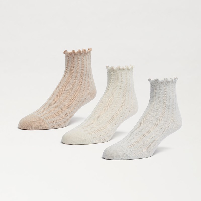 3 Pack Cotton Blend Pointelle Midanklet