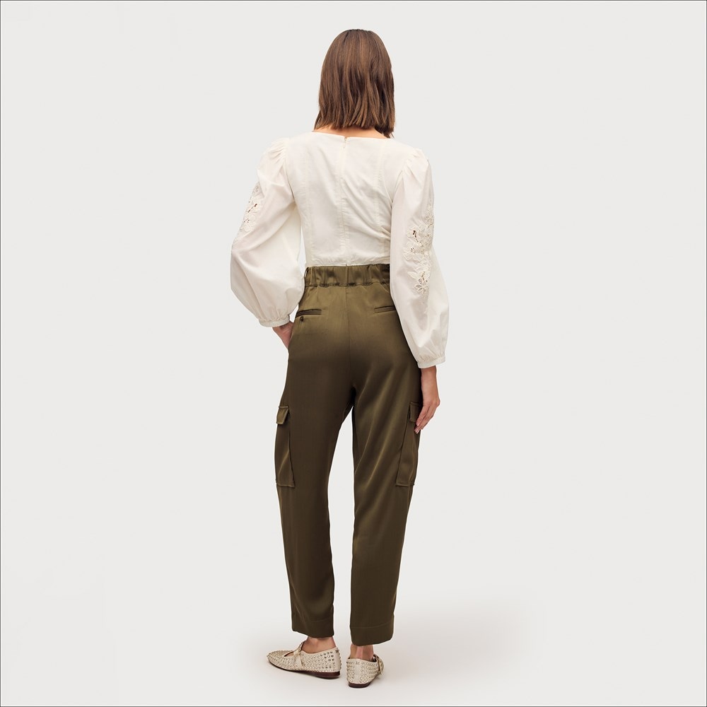 SUNE, Pleated Wide Cut Trousers, Bay Leaf