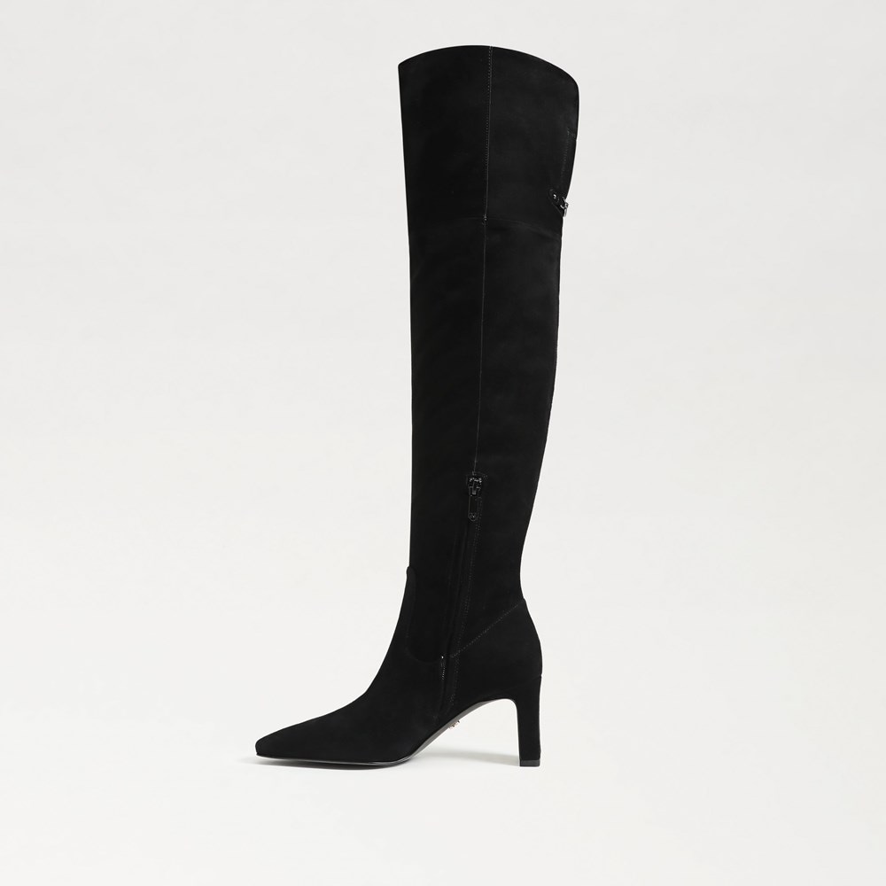 Black suede wide calf over the knee boots hotsell