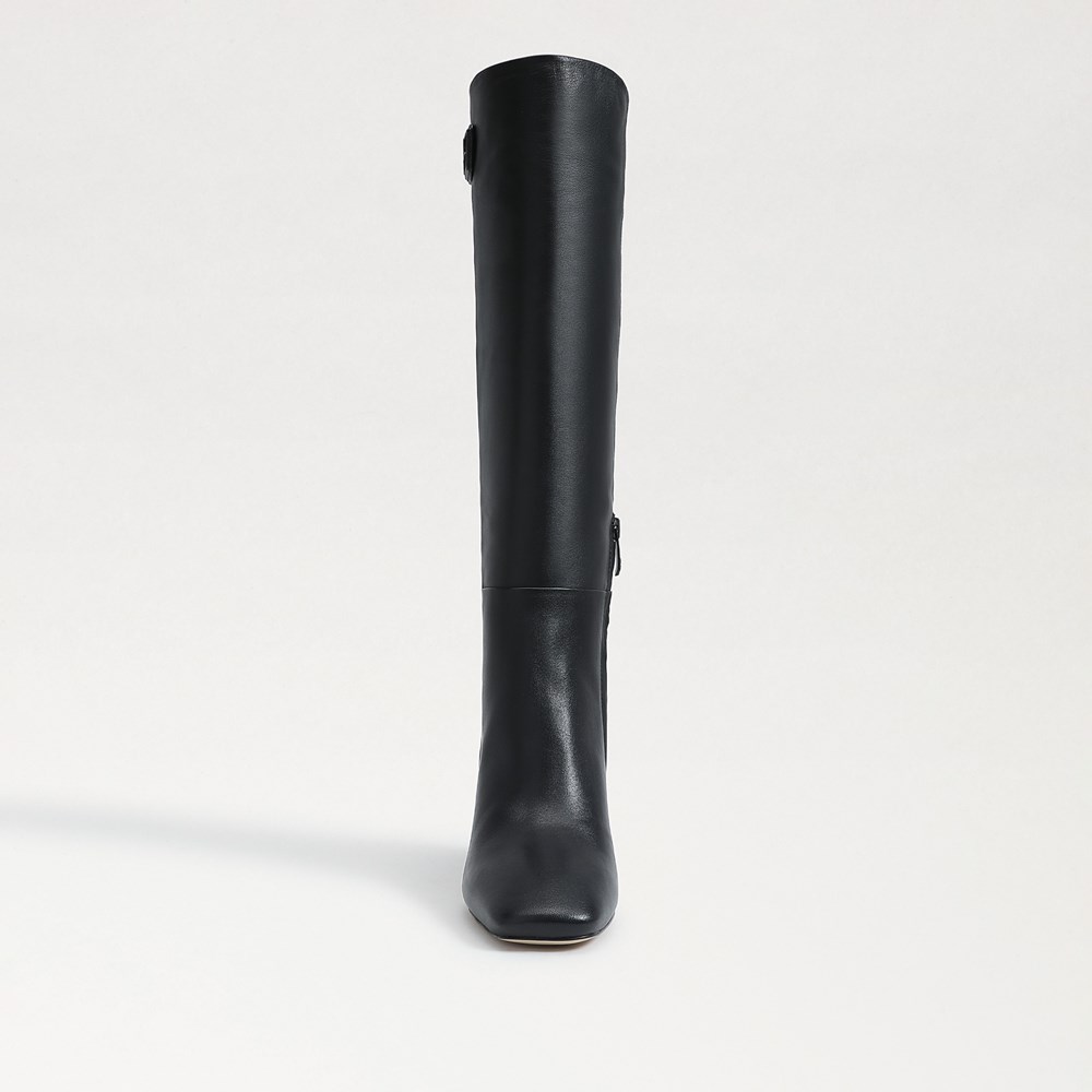 knee high black leather boots