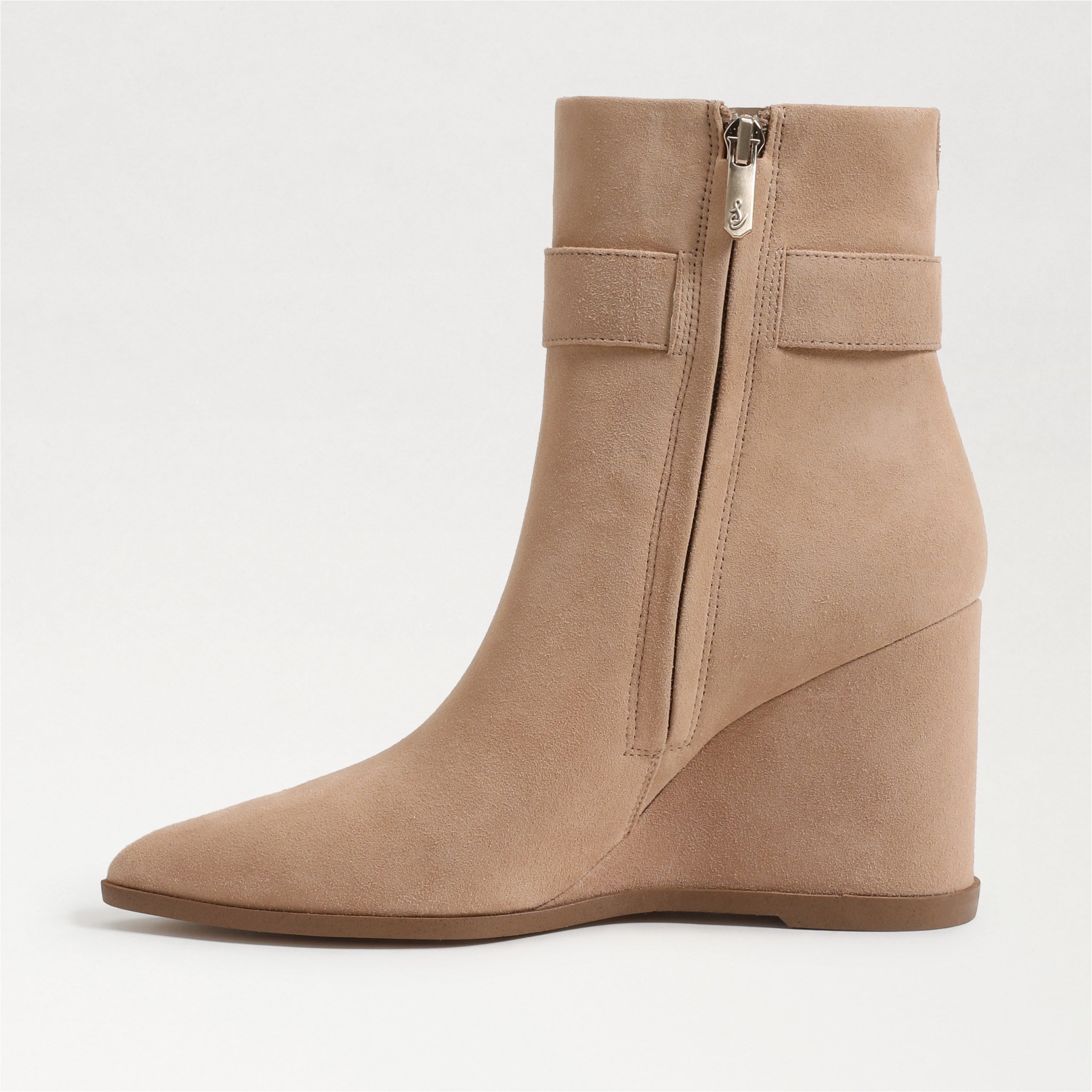 Beige wedge booties on sale