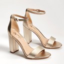 Yaro Block Heel Sandal Light Gold Leather | Womens Sandals | Sam Edelman