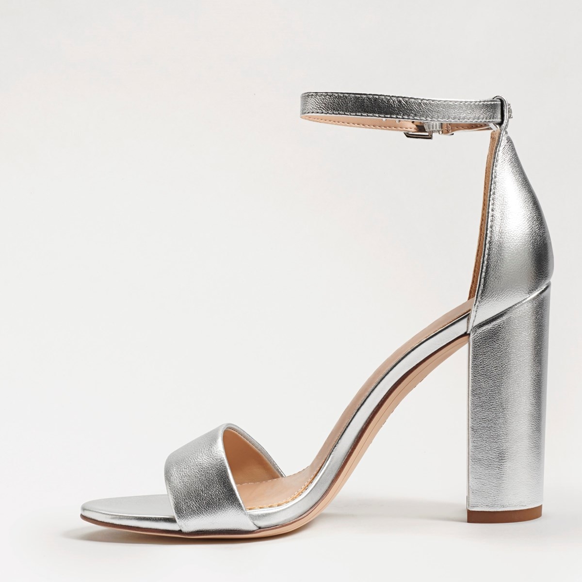 silver grey block heel shoes