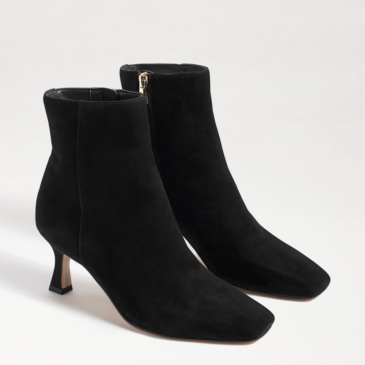 black kitten heel booties