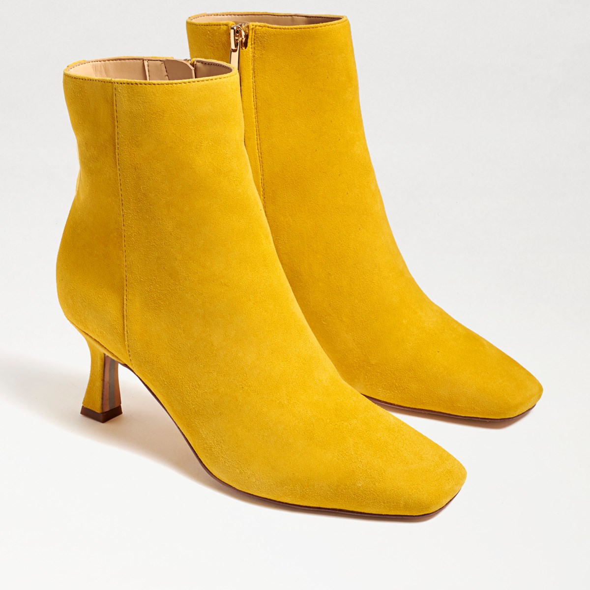 yellow kitten heel boots
