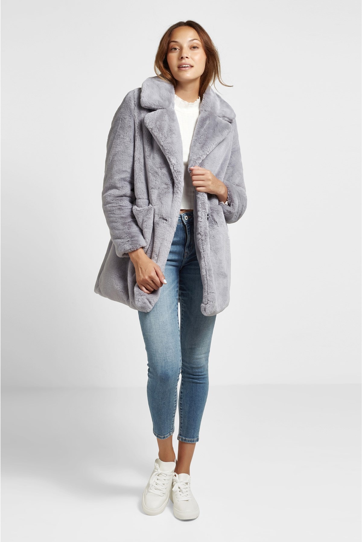 sam edelman faux fur notch collar coat