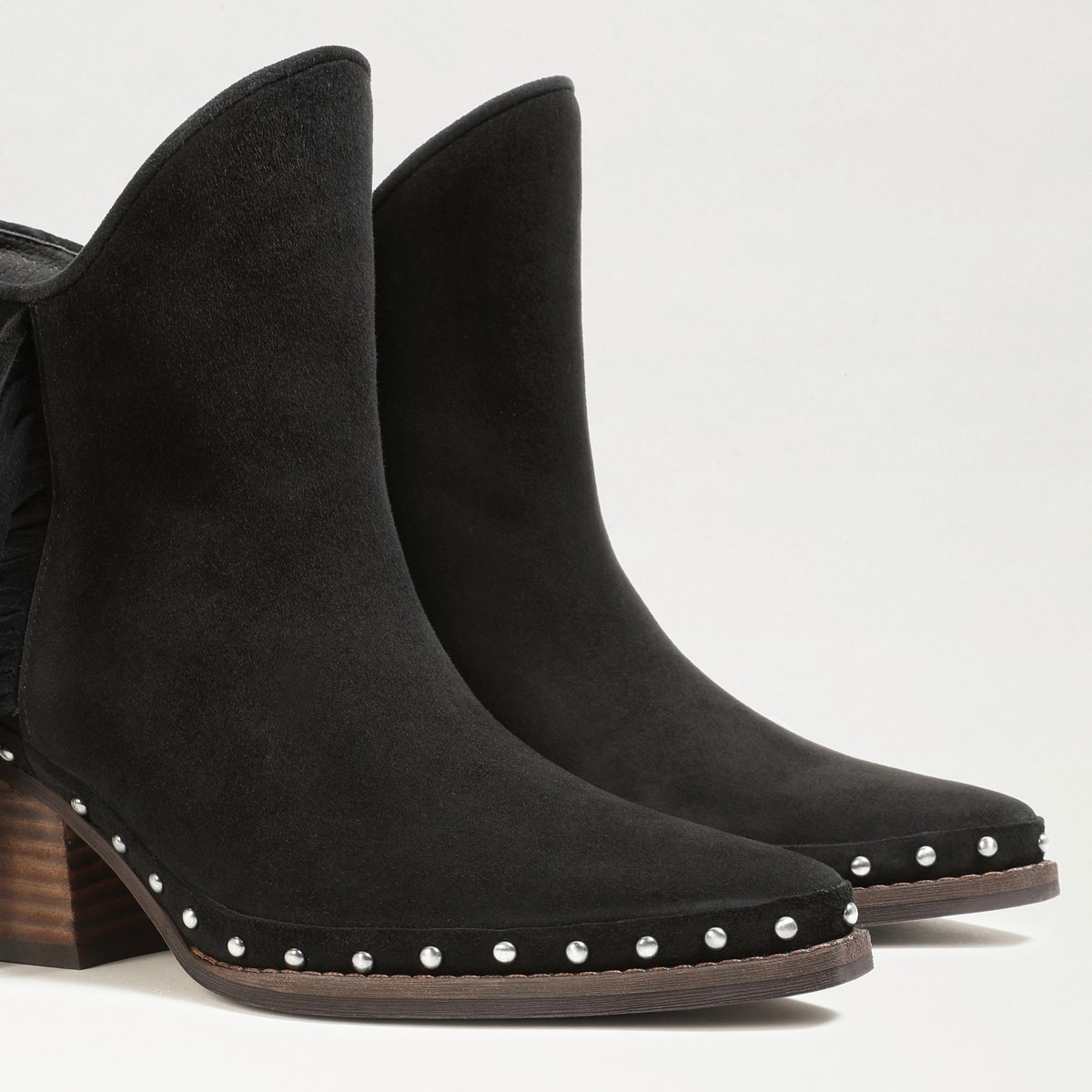 black suede western bootie