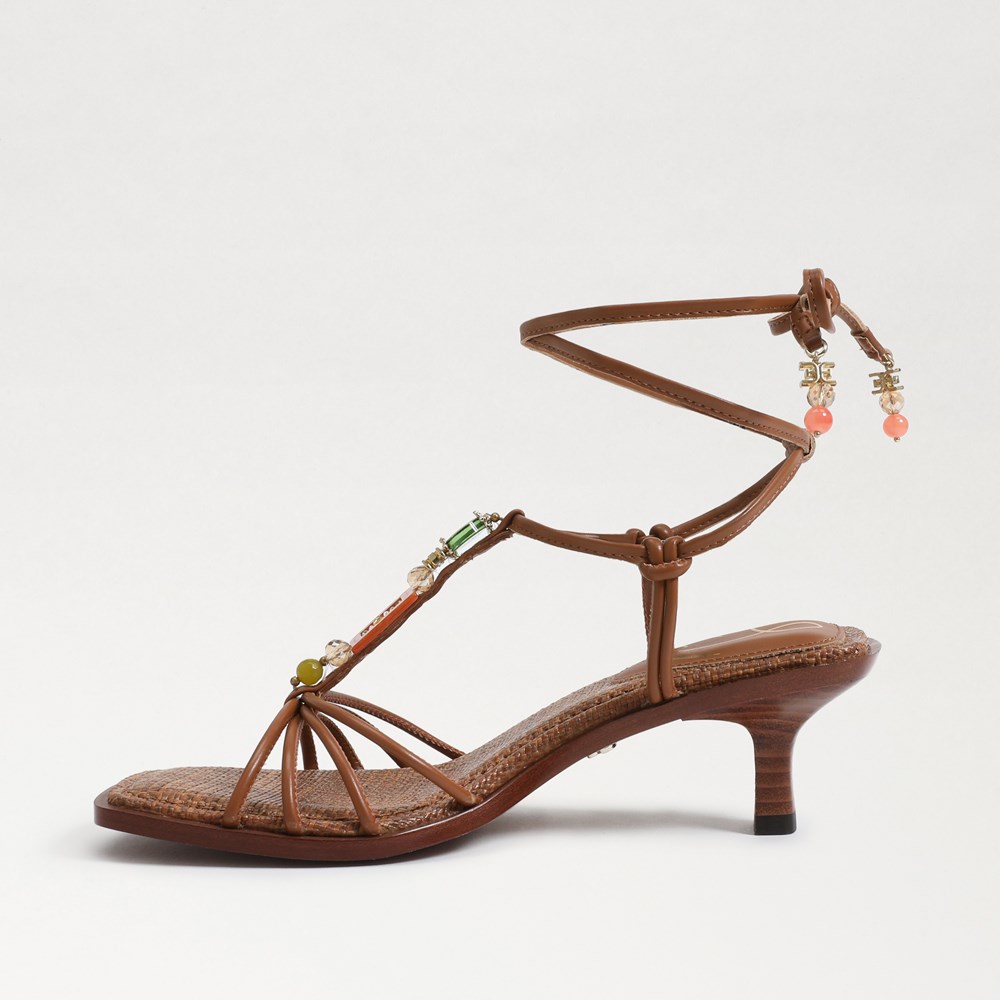 Sam Edelman Darcie Denim Bow Detail Kitten Heel Slide Sandals