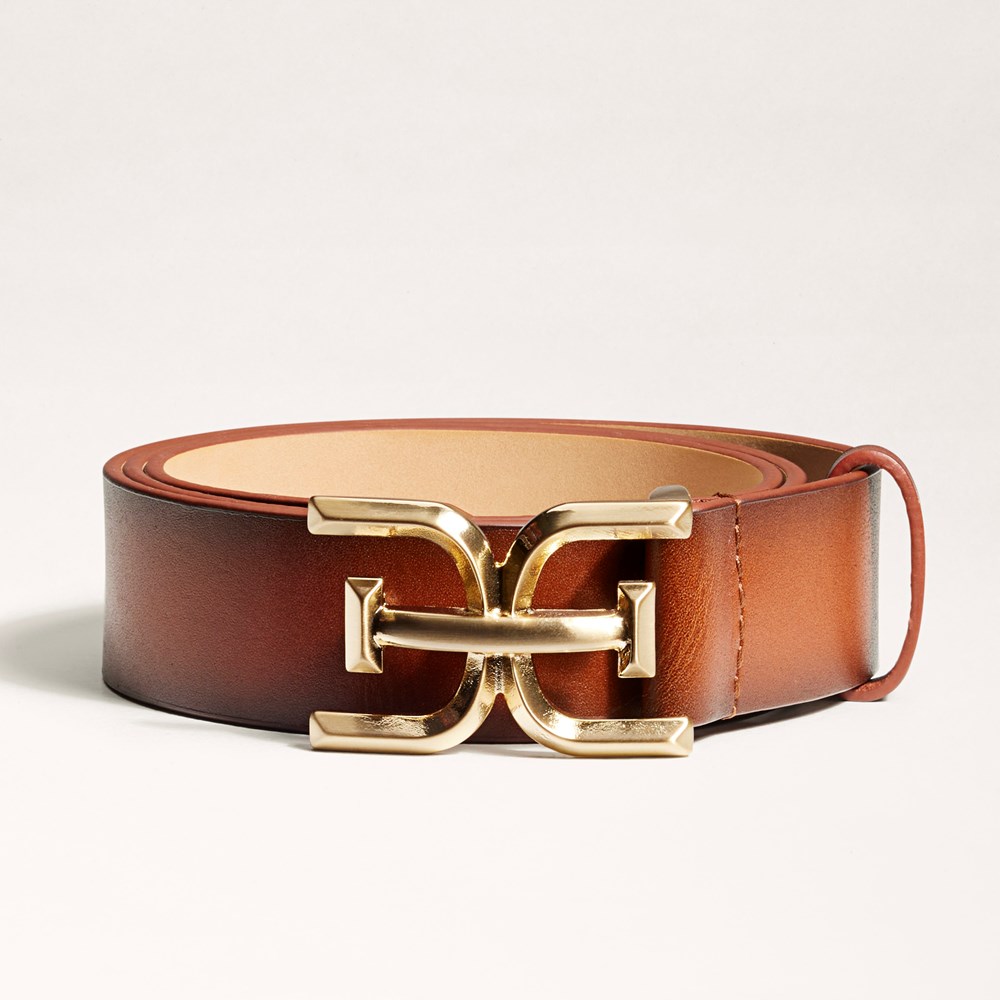 Leather belt with logo