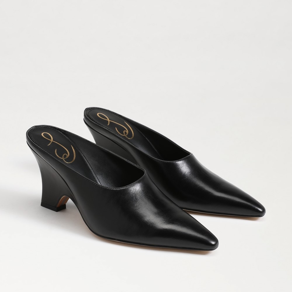 Womens shops black heeled mules