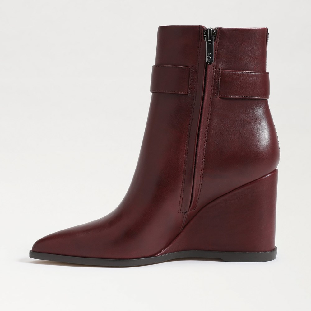 Burgundy wedge booties hotsell