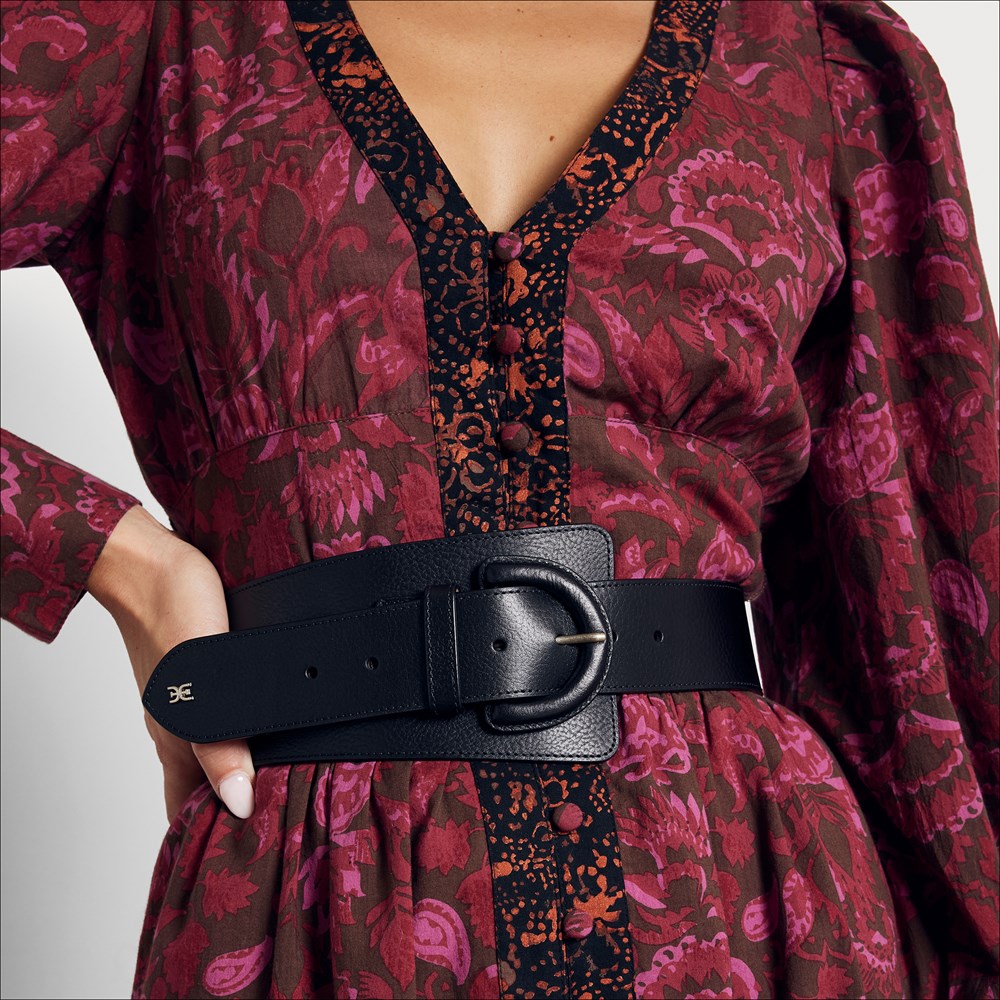 Final Sale Plus Size Snake Print Belt with Gold Buckle in Pink