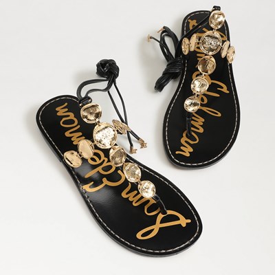 Ladies Full Embellished Comfort Thong Sandal - Gold
