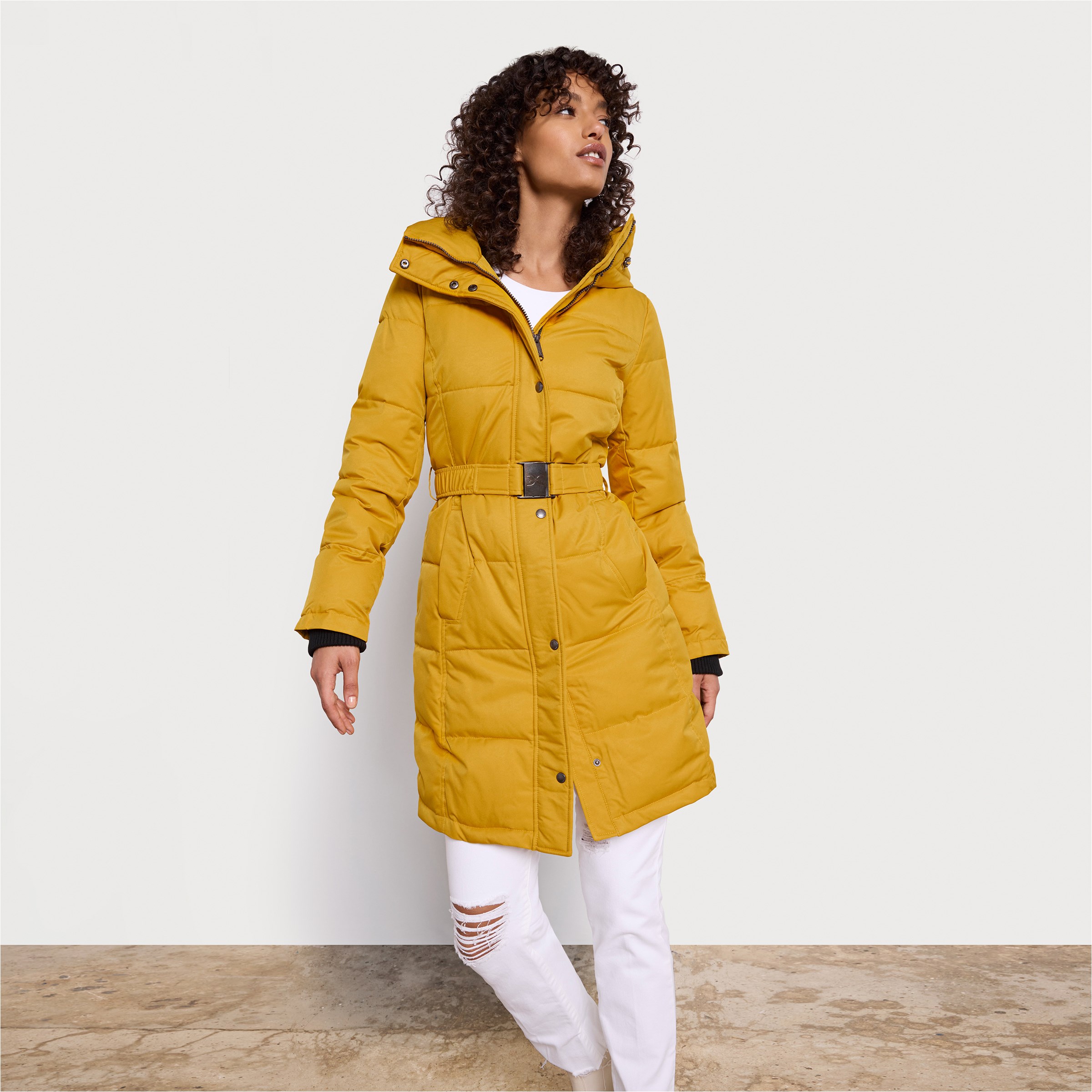 Yellow long deals puffer coat