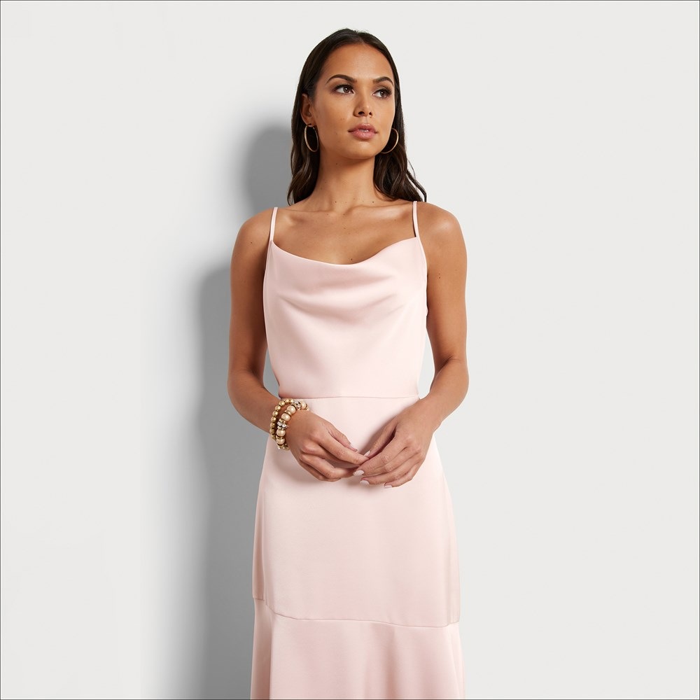 cowl neck midi dress