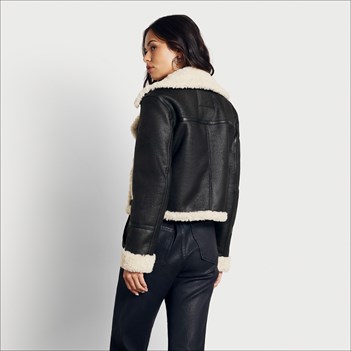 Faux shearling hot sale moto coat