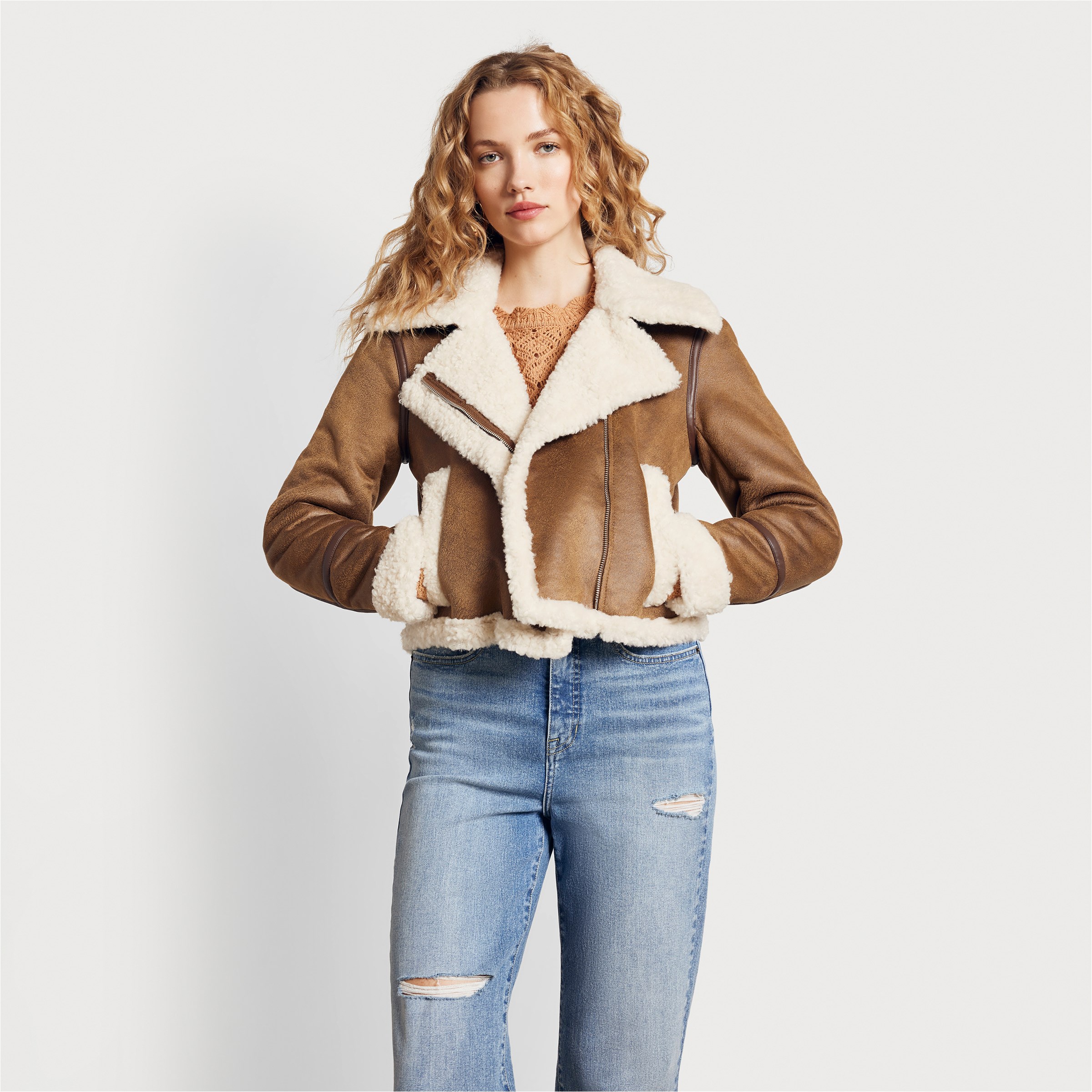 sam edelman women's faux shearling moto coat