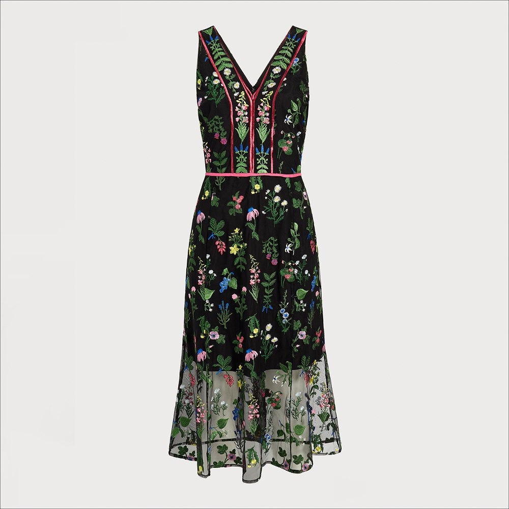 Botanical embroidered mesh dress best sale