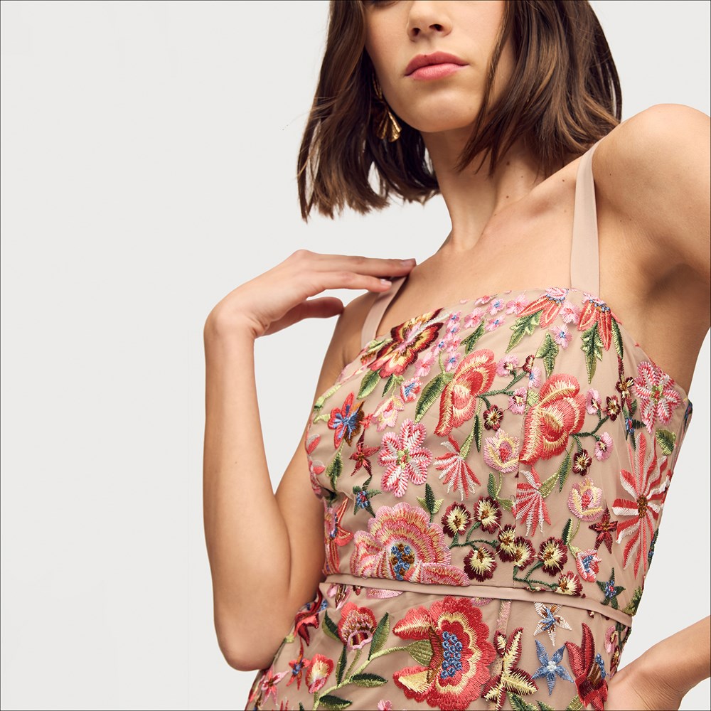 Sam Edelman Floral Embroidered Midi Dress Dresses and Jumpsuits